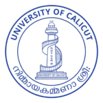 University of Calicut logo with lighthouse, spiral staircase, and Malayalam script