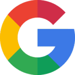 Google logo with multicolor capital 'G' symbol in red, blue, green, and yellow